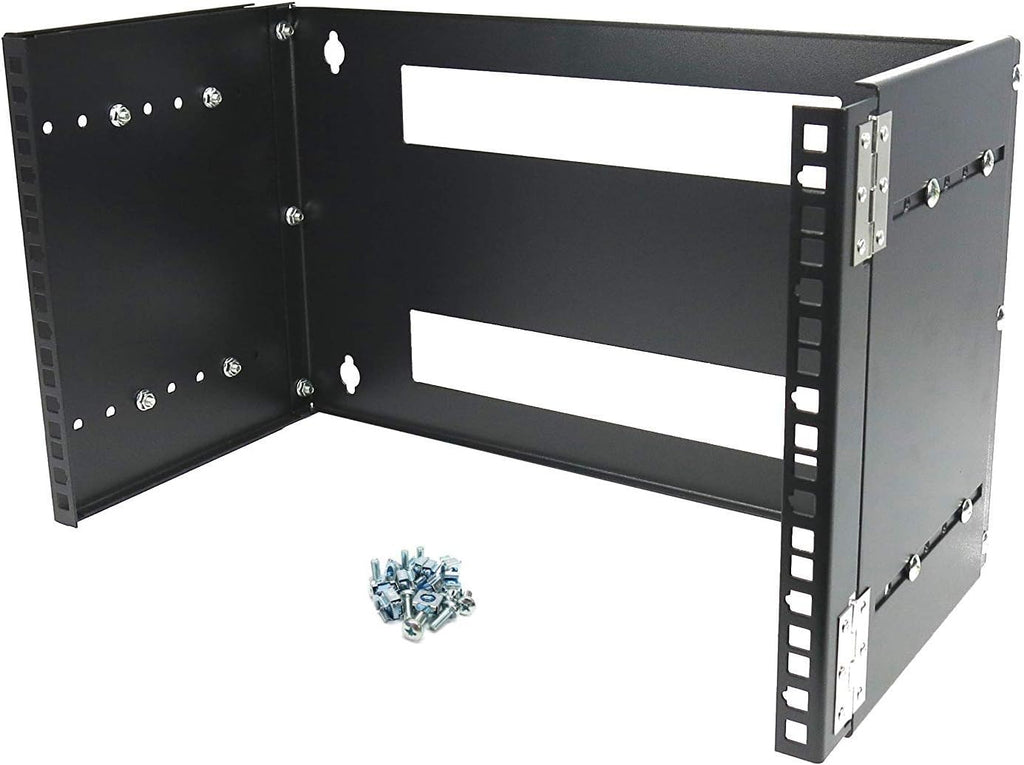 6U 19-Inch Hinged Extendable Wall Mount Bracket Rack Black Pack of 2 C698