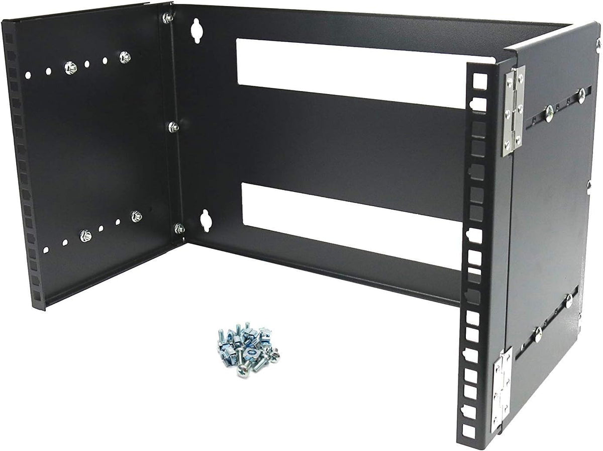 6U 19-Inch Hinged Extendable Wall Mount Bracket Rack Black Pack of 2 C698