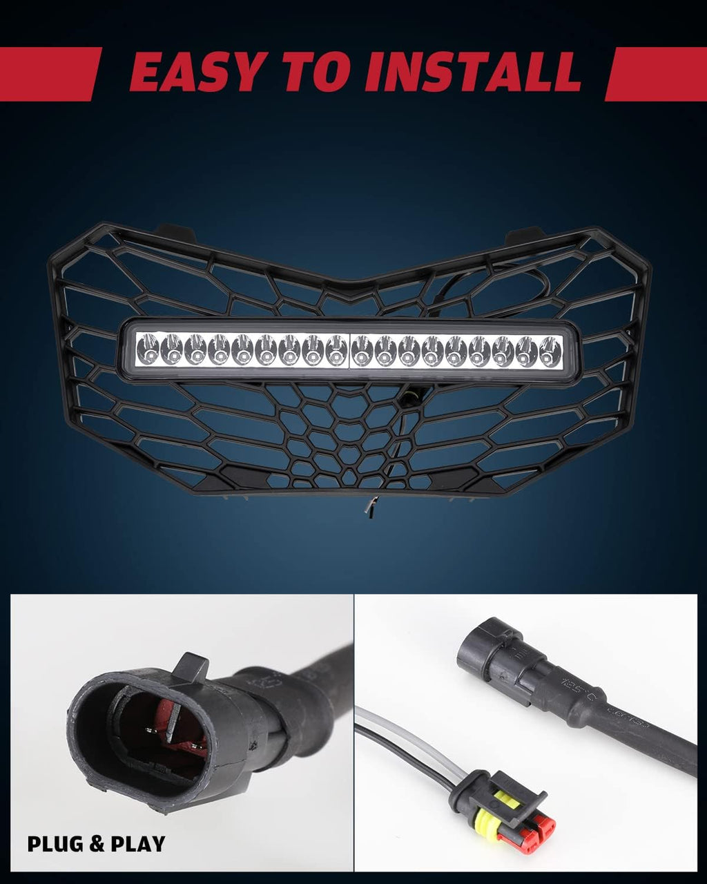 Front Mesh Grill with LED Light Bar for Maverick Trail Z9298