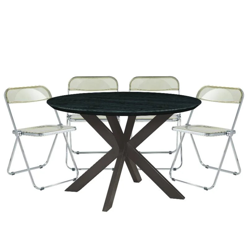 5-pc Dining Set with Plastic Chairs & Round Table U36064
