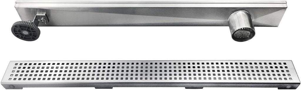 36-Inch Linear Shower Drain with Pattern Grate Cover, Brushed 304 Stainless Steel T224715