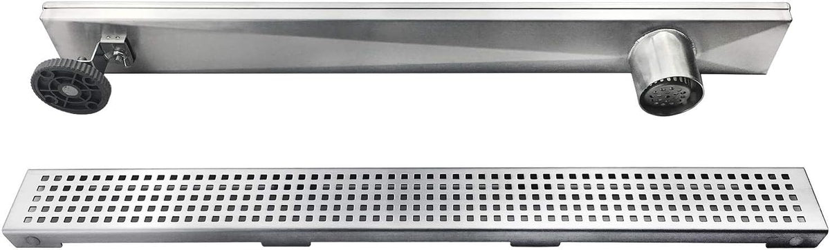 36-Inch Linear Shower Drain with Pattern Grate Cover, Brushed 304 Stainless Steel T224715