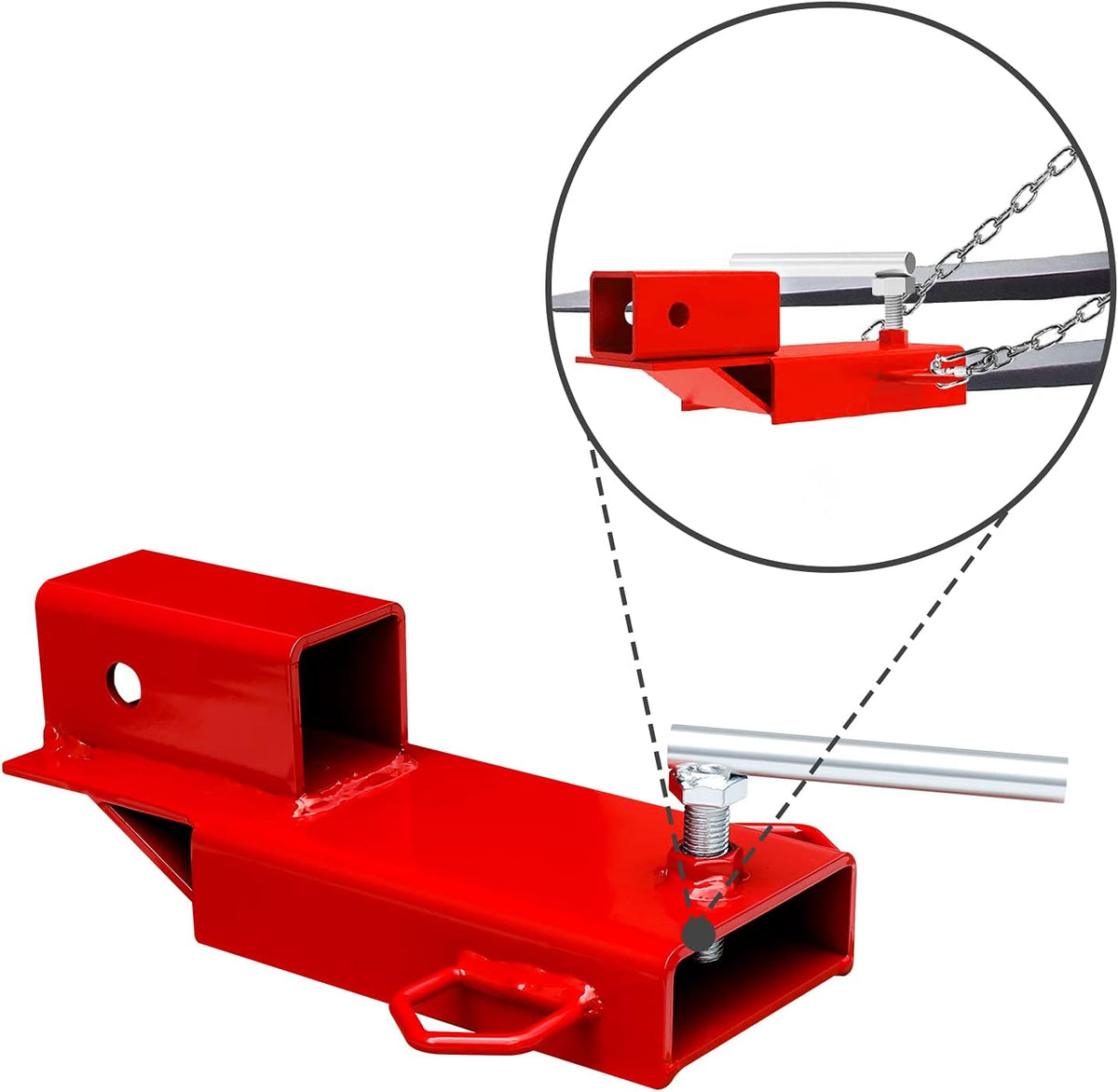 2" Receiver Trailer Towing Adapter with Chain Red Pack of 2 T580