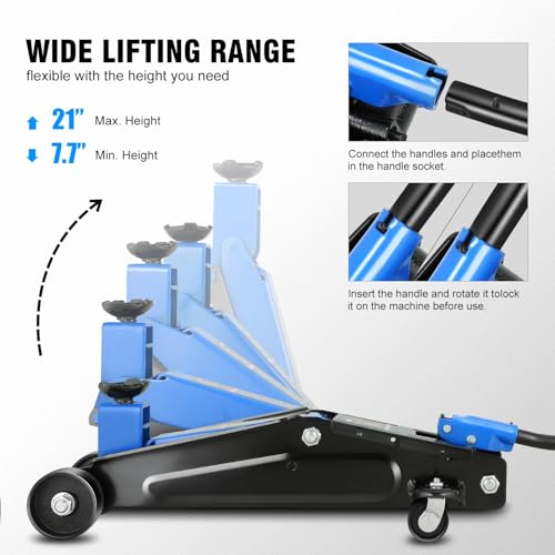 Low Profile Hydraulic Trolley Floor Jack, 2 Ton Capacity, Black Y645138