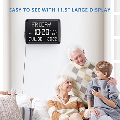 11.5" Large Display Digital Wall Clock with Calendar Q6786