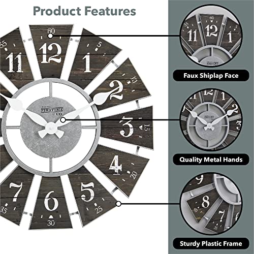 Brown Numeral Windmill Wall Clock, 24 Inches H5710