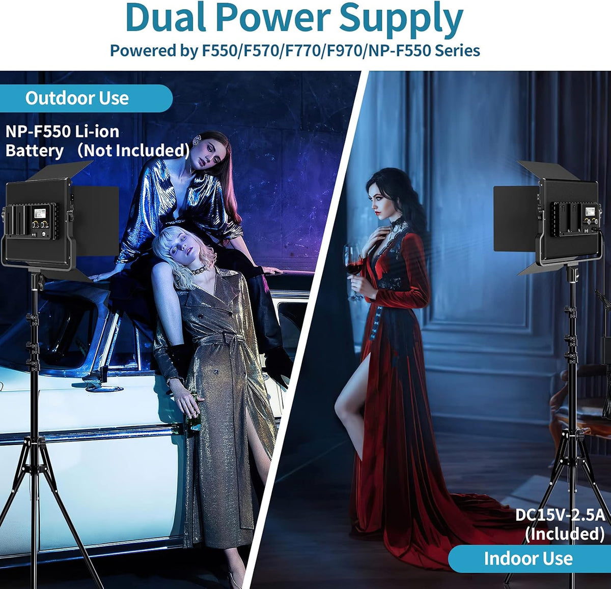2 Packs Dimmable RGB LED Video Lighting Kit with Remote F8668