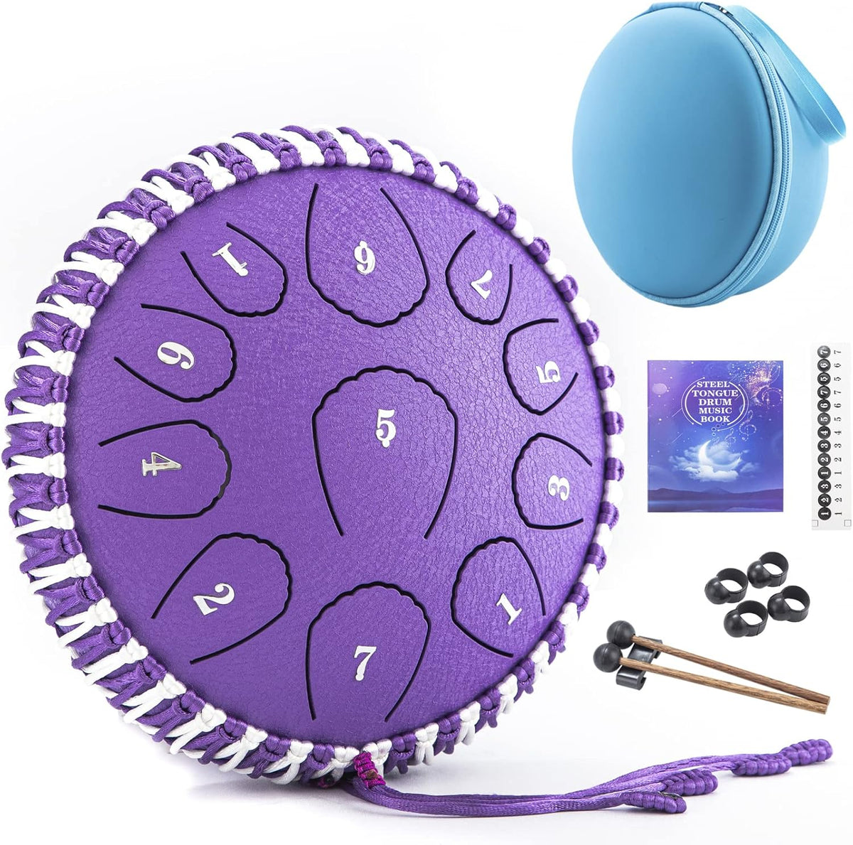 Steel Tongue Drum 13-Note 12-Inch Percussion Kit with Carrying Case Q25972