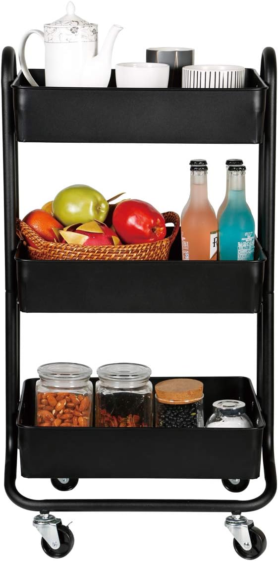 3 Tier Metal Rolling Utility Storage Cart with Wheels X92211
