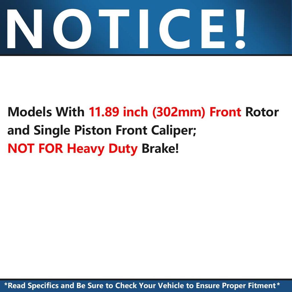 11.89 (302mm) Front Disc Rotors + Brake Pads H900897