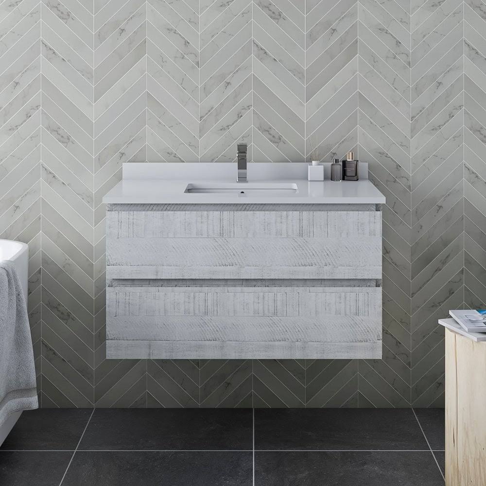 Rustic White Wall Hung Bathroom Cabinet R5774