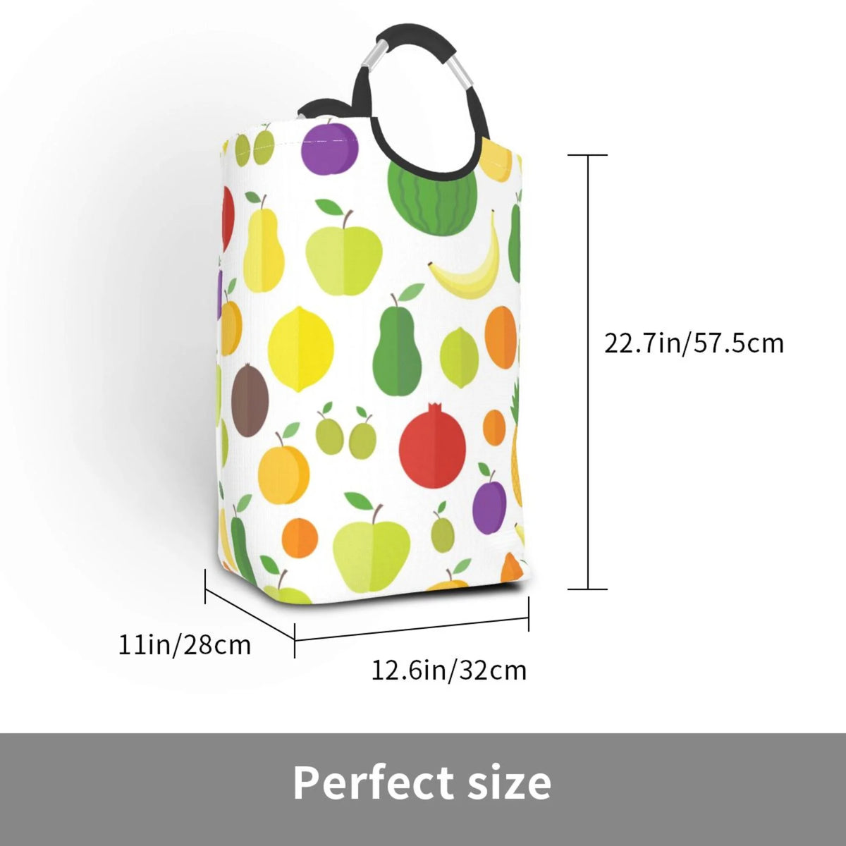 Lime Avocado Lemon Rectangular Collapsible Laundry Basket with Handles I288947