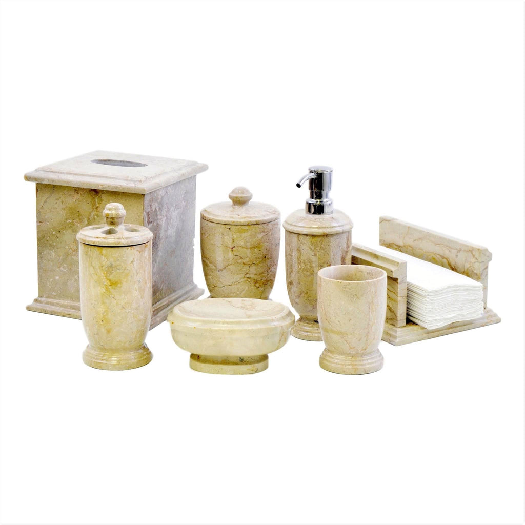 Sahara Beige Marble 7-Piece Bathroom Accessory Set H4505