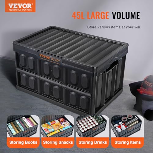 45L Collapsible Storage Bins with Lids 3 Packs Stackable Utility Crates with Handles Large Folding Containers D571111
