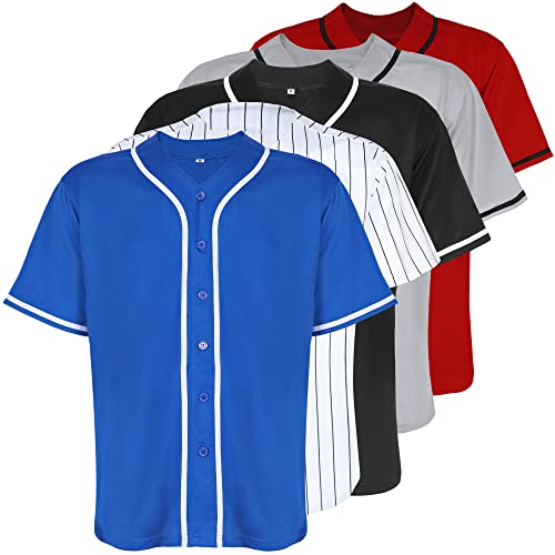 Mens Baseball Jersey Button Down Short Sleeve Shirts U91273