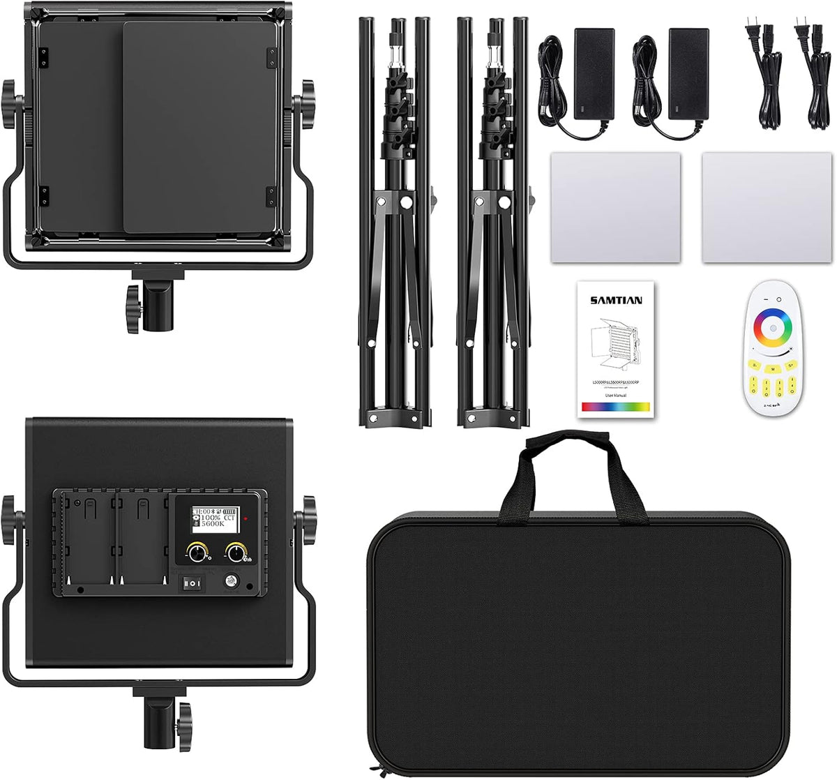 2 Packs Dimmable RGB LED Video Lighting Kit with Remote F8668