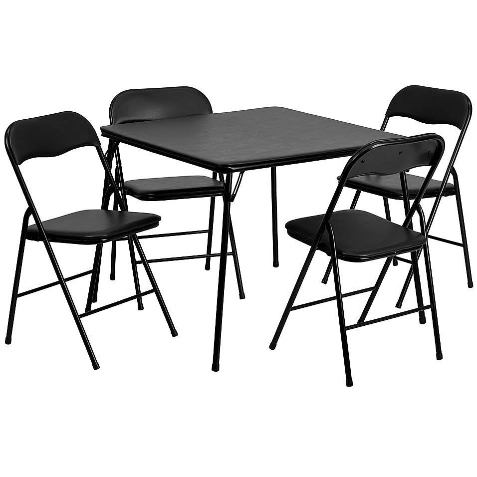 5-Piece Folding Card Table and Chairs in Black N70866