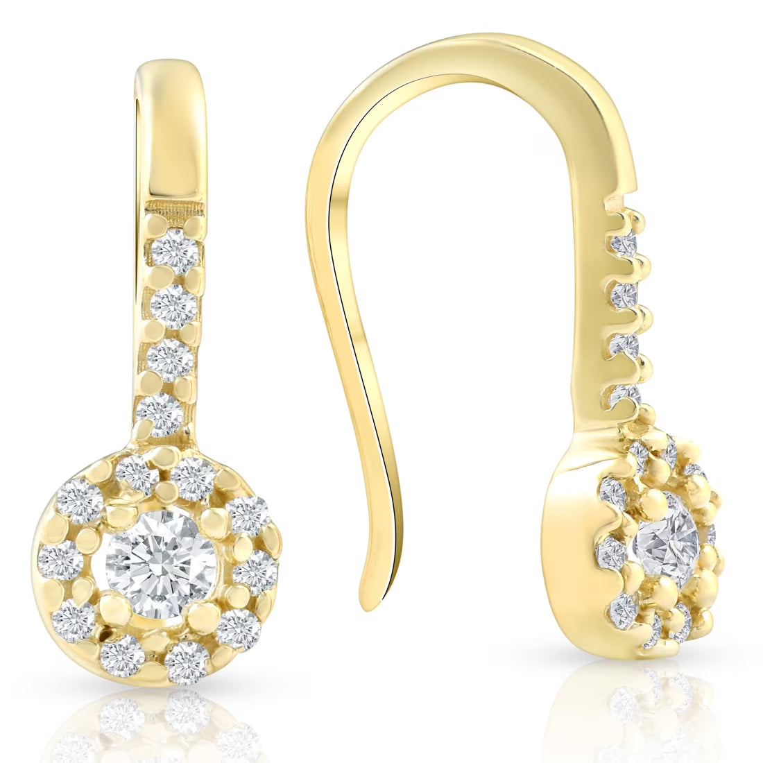 1/4ct Diamond Earrings Yellow Gold M656