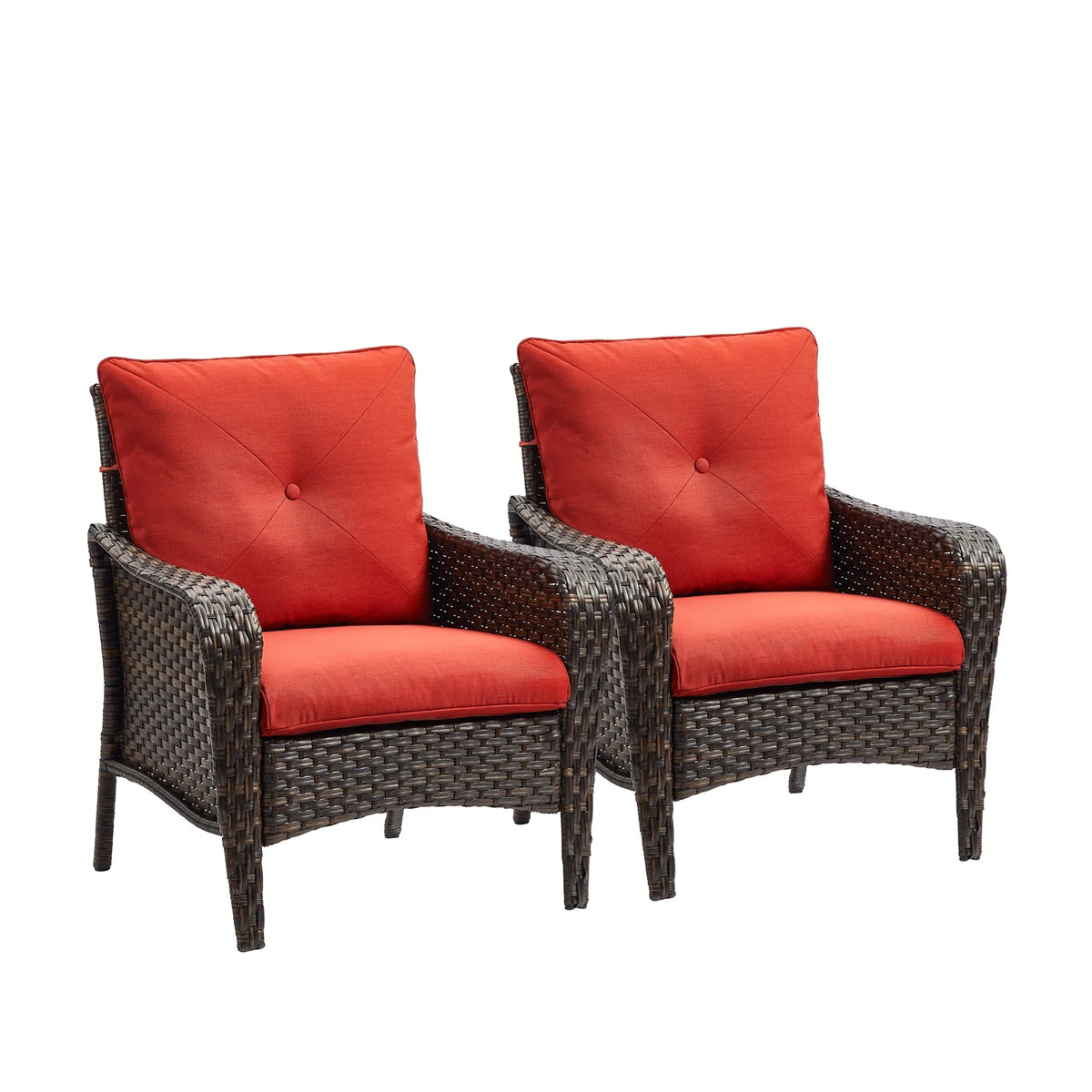 Red Cushioned Patio Chair Set of 2 O266