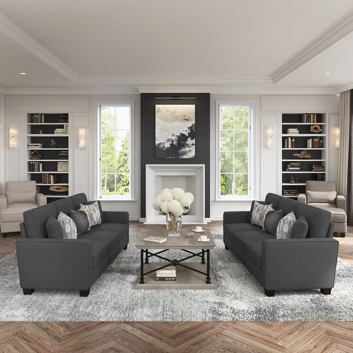 Light Gray Microsuede Sectional Couch with Reversible Chaise Y5608