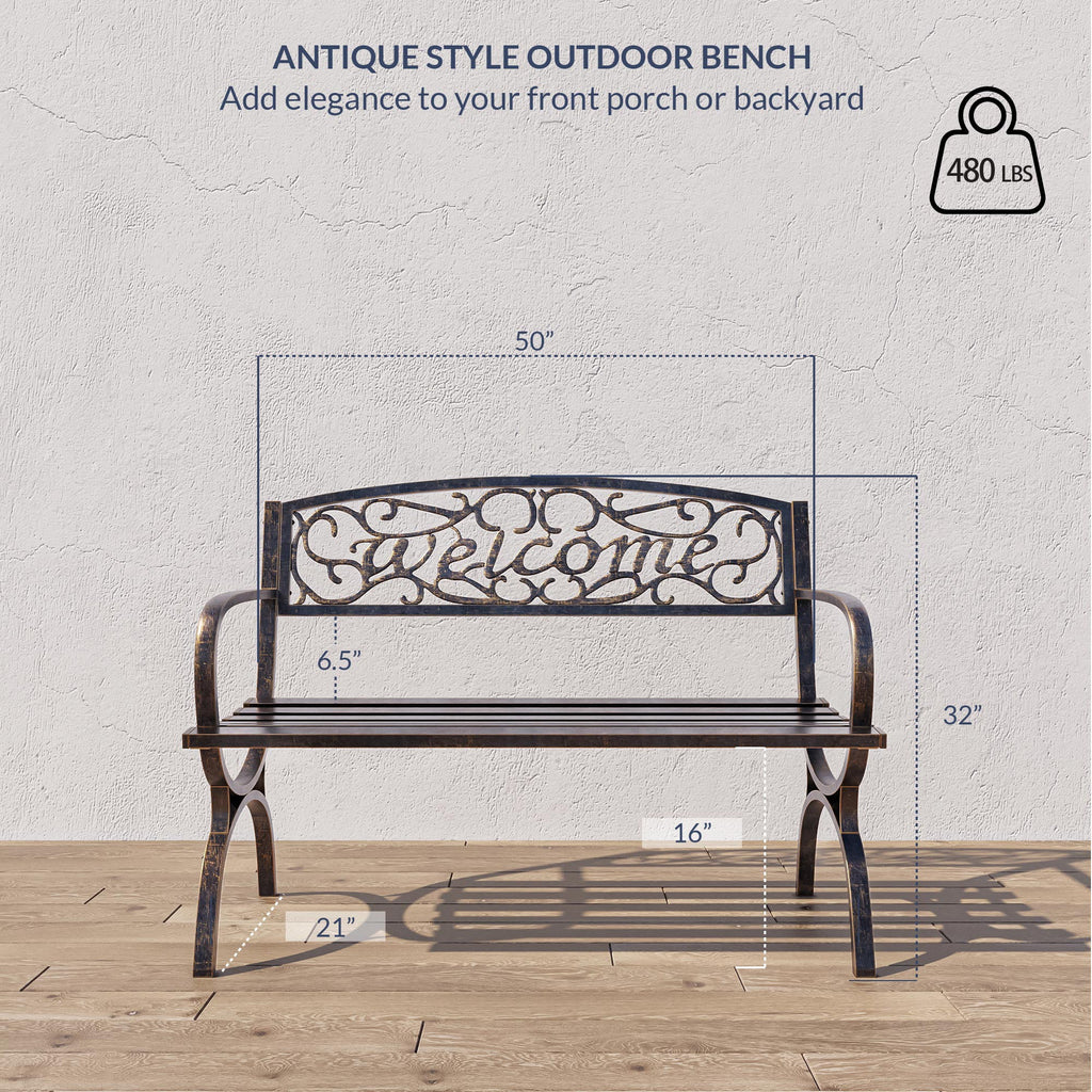 50" Bronze Outdoor Bench R849514