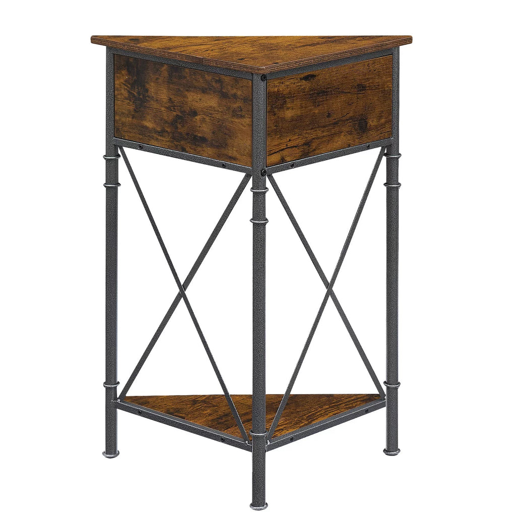 Brown Corner Storage Cabinet with Flip Drawer and Shelf O2769