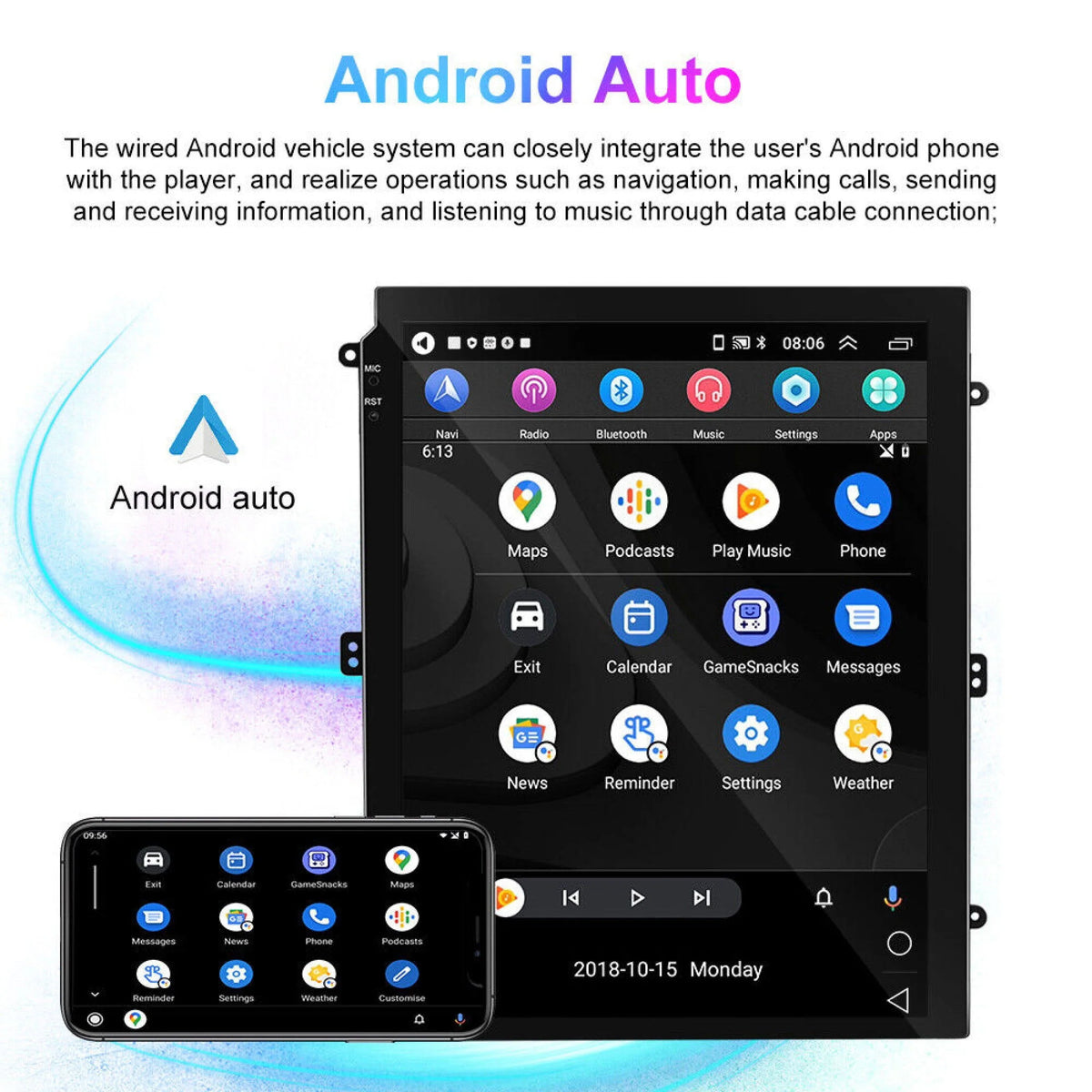 9.7 Car Stereo Radio Carplay GPS Navi BT FM Camera D6350