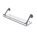 Matte Gray Floating Glass Shelf with Gallery Rail 30 Inch S6892