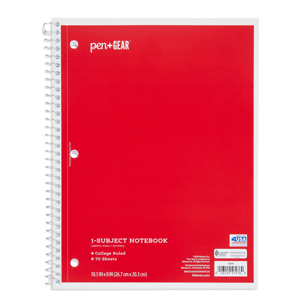 1-Subject College Ruled Notebook, Blue, 70 Sheets U15133