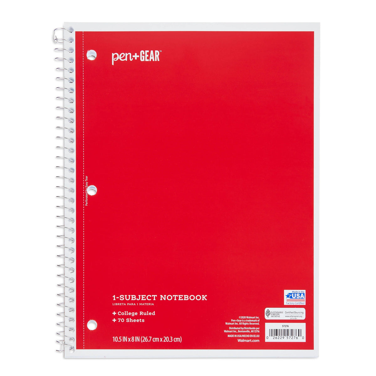 1-Subject College Ruled Notebook, Blue, 70 Sheets U15133