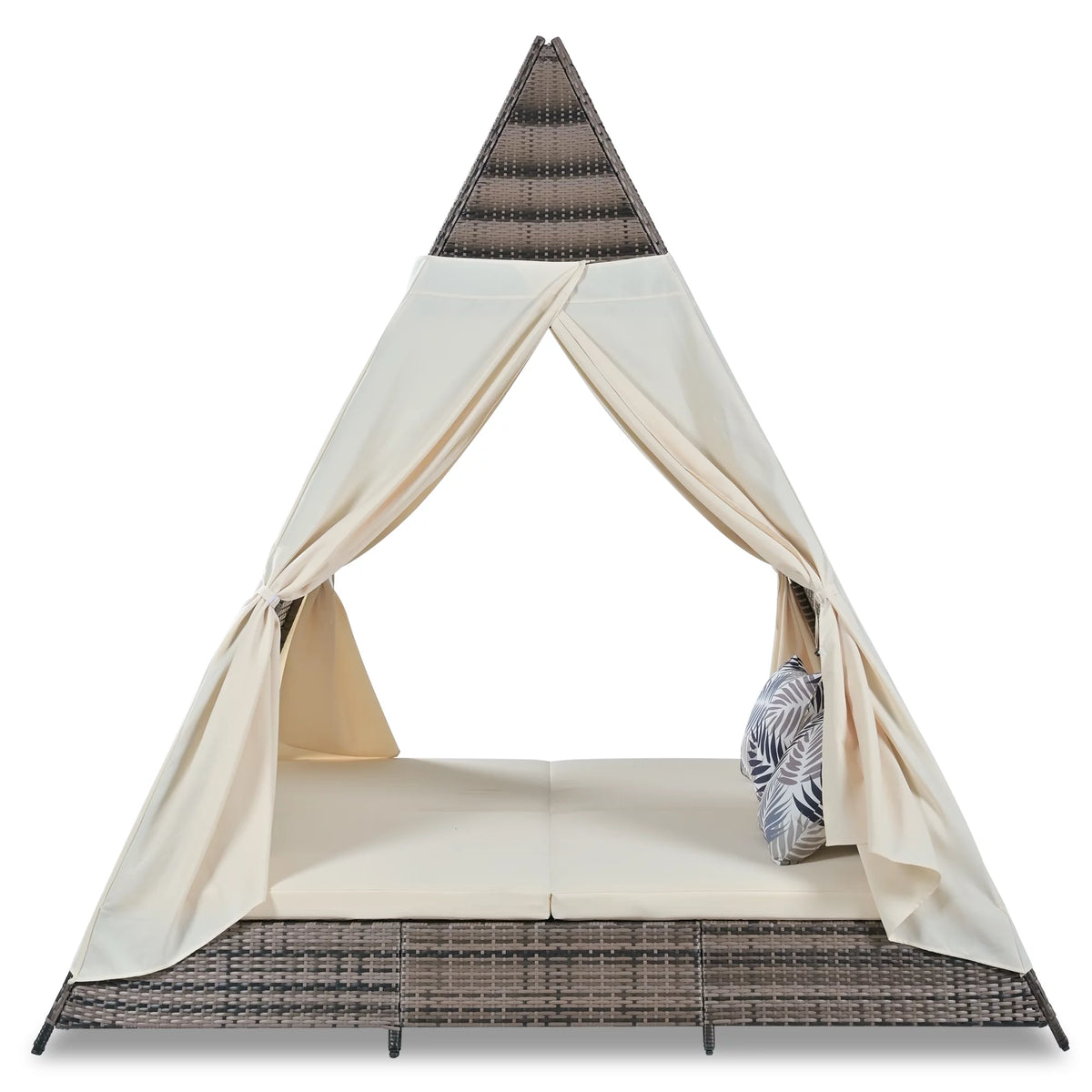 PE Wicker Daybed with Beige Cushions Q9068