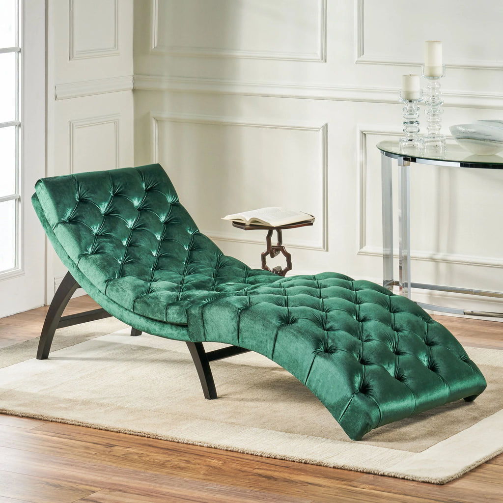 Emerald Velvet Chaise Lounge W438