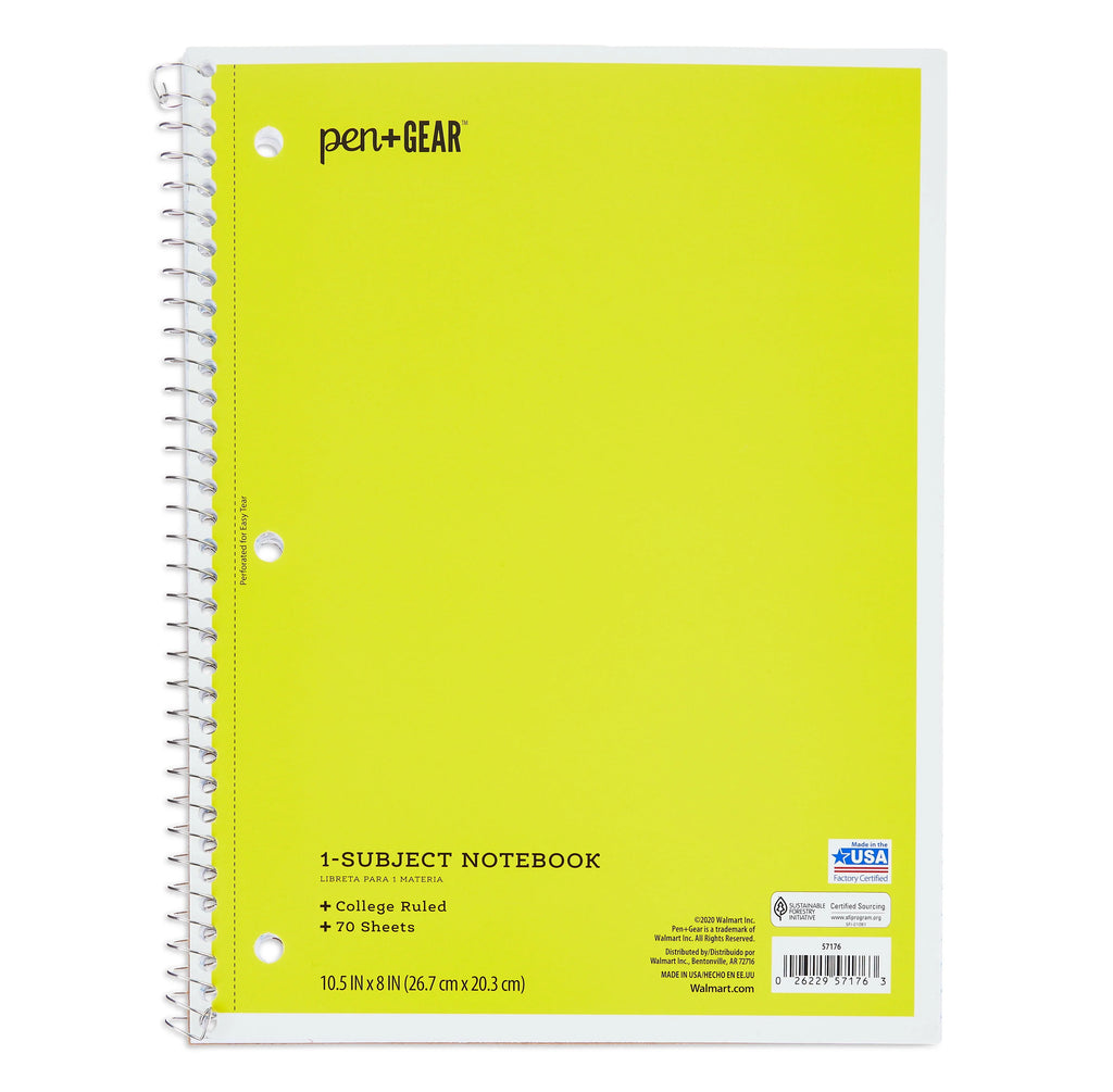 1-Subject College Ruled Notebook, Blue, 70 Sheets U15133