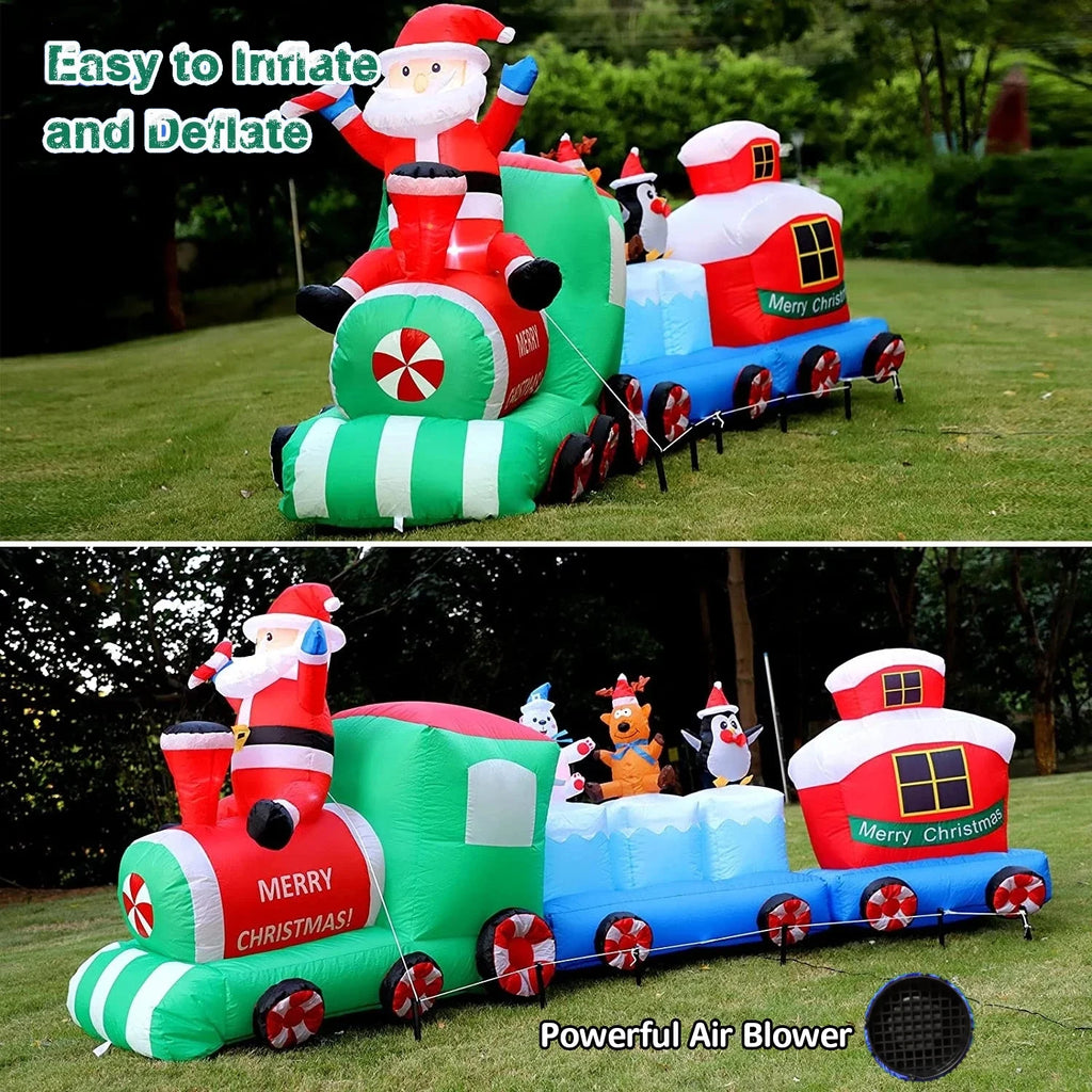 9FT Christmas Inflatables Santa Claus Train LED Lights R521