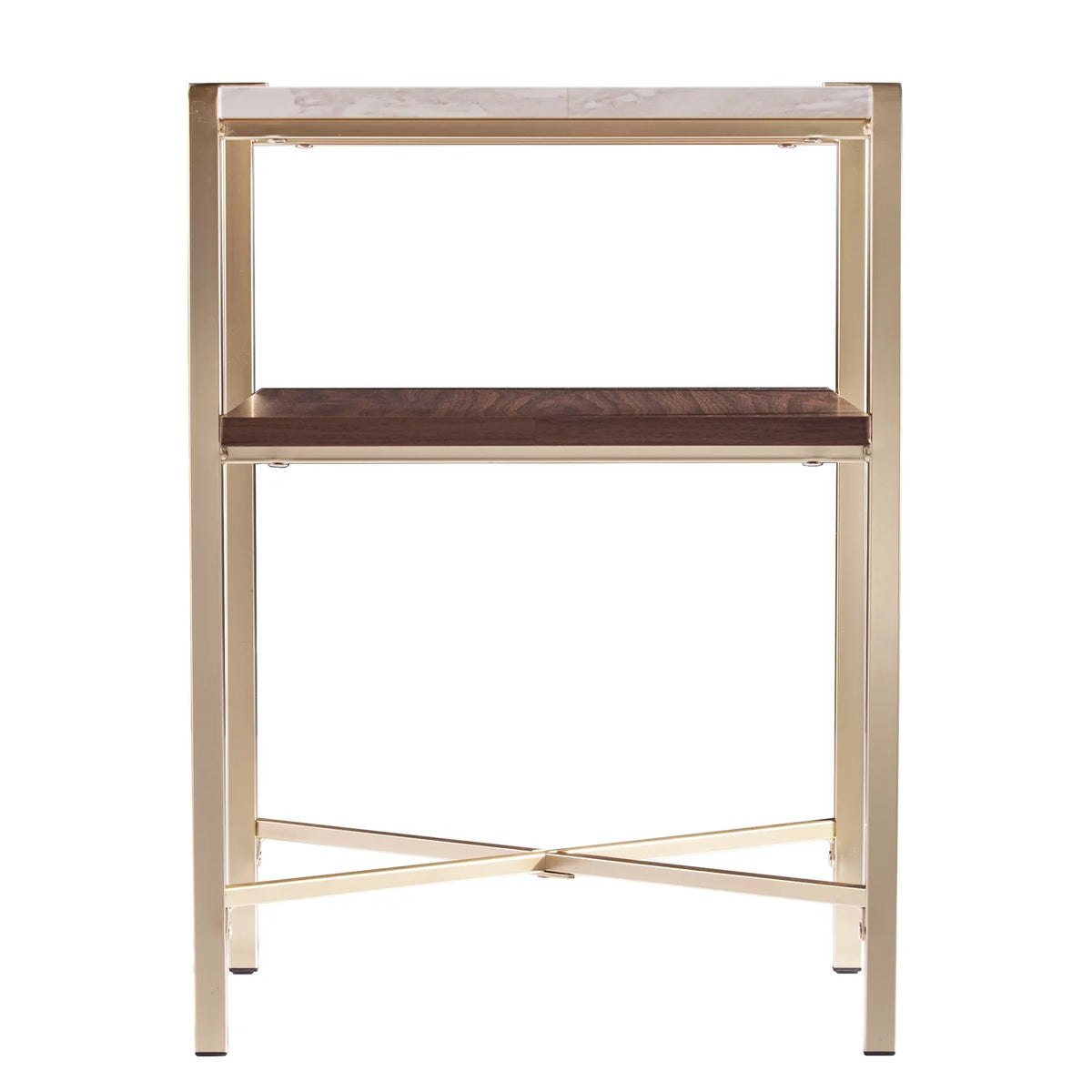 Square Faux Marble End Table with Storage F184700