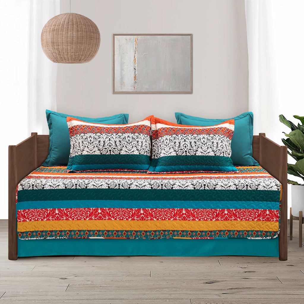 Boho Stripe Quilted Daybed Cover 6Pc Set H27552