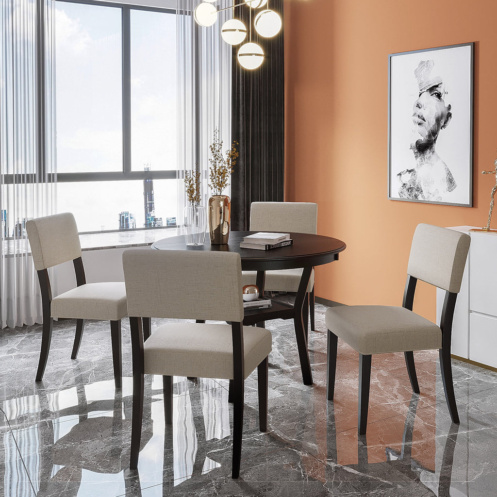 42" 5-Piece Round Dining Table Set with 4 Upholstered Chairs R330929
