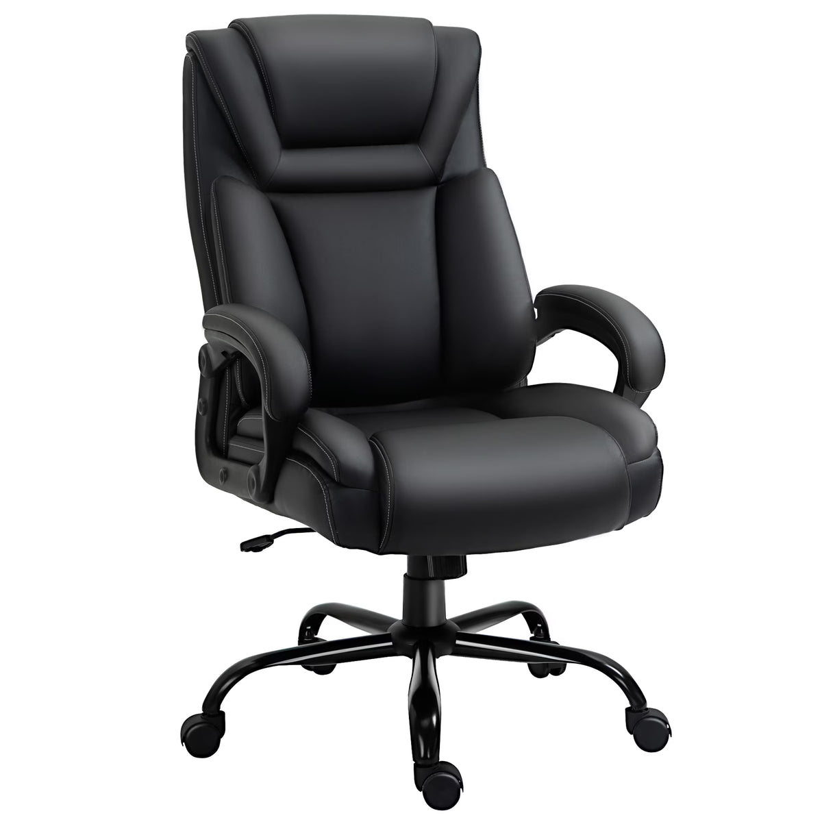 Big and Tall Executive Office Chair with High Back PU Leather, Black Y11641