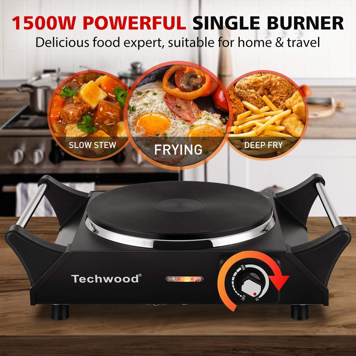 Portable Electric Hot Plate 1200W Single Burner O522748