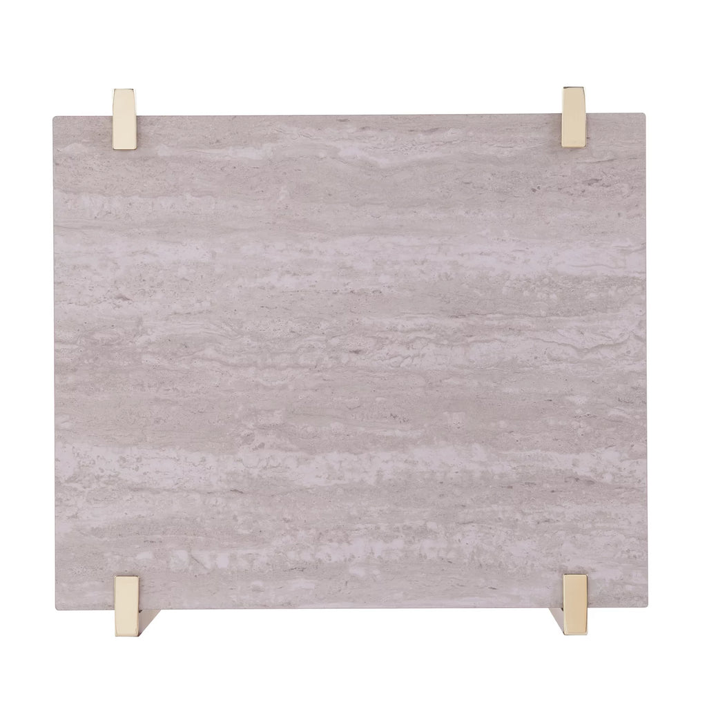 Square Faux Marble End Table with Storage F184700