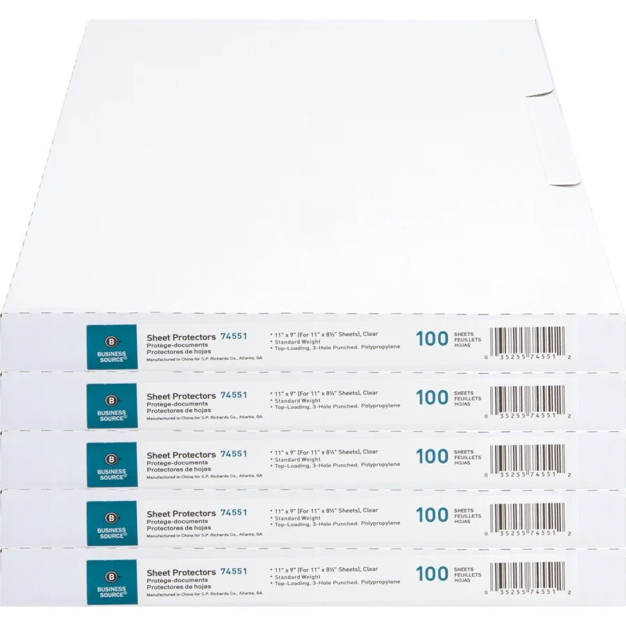 Top-loading Poly Sheet Protectors for Letter 8 1/2" X 11" Sheet, 3 X Holes, Clear, Polypropylene, 500 / Carton T56479
