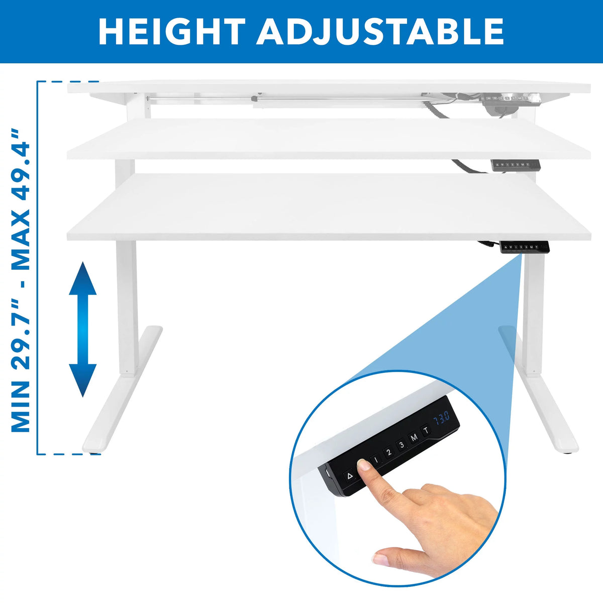 White Electric Standing Desk 55" V597473