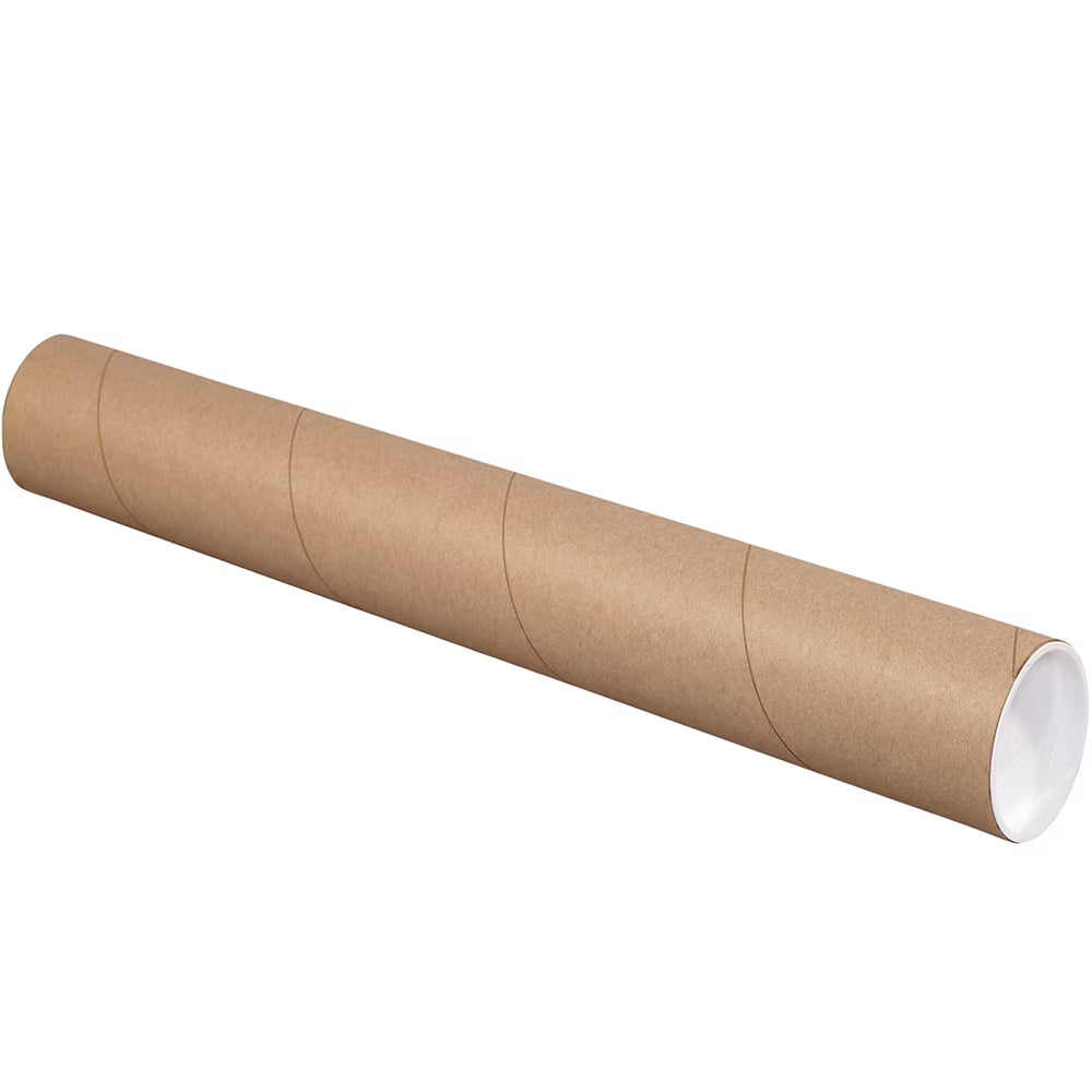 Kraft Mailing Tubes with Caps, 3x38, 24/CS U715
