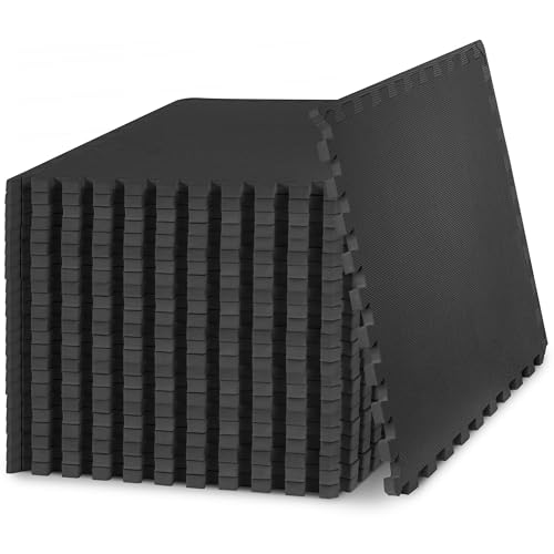 Black EVA Foam Interlocking Exercise Mat - 3/4 inch - 96 Sq Ft - 24 Tiles G751572