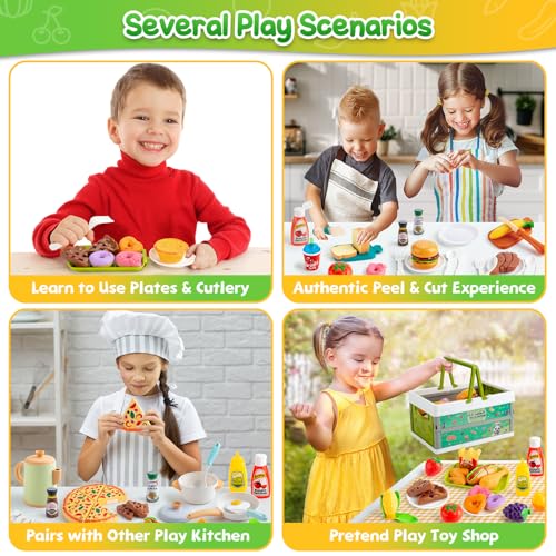 78 Pc Pretend Play Food with Storage Basket P35670