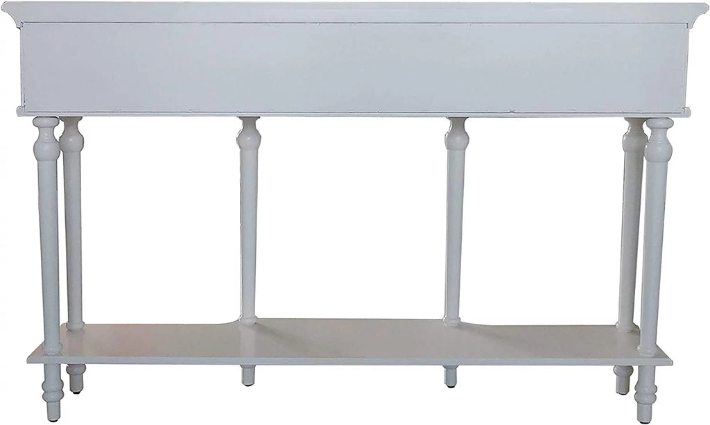 White Console Table with Mirrored Storage Drawers and Lower Shelf T453309