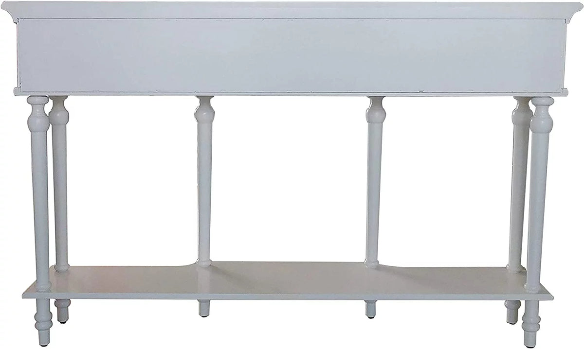 White Console Table with Mirrored Storage Drawers and Lower Shelf T453309