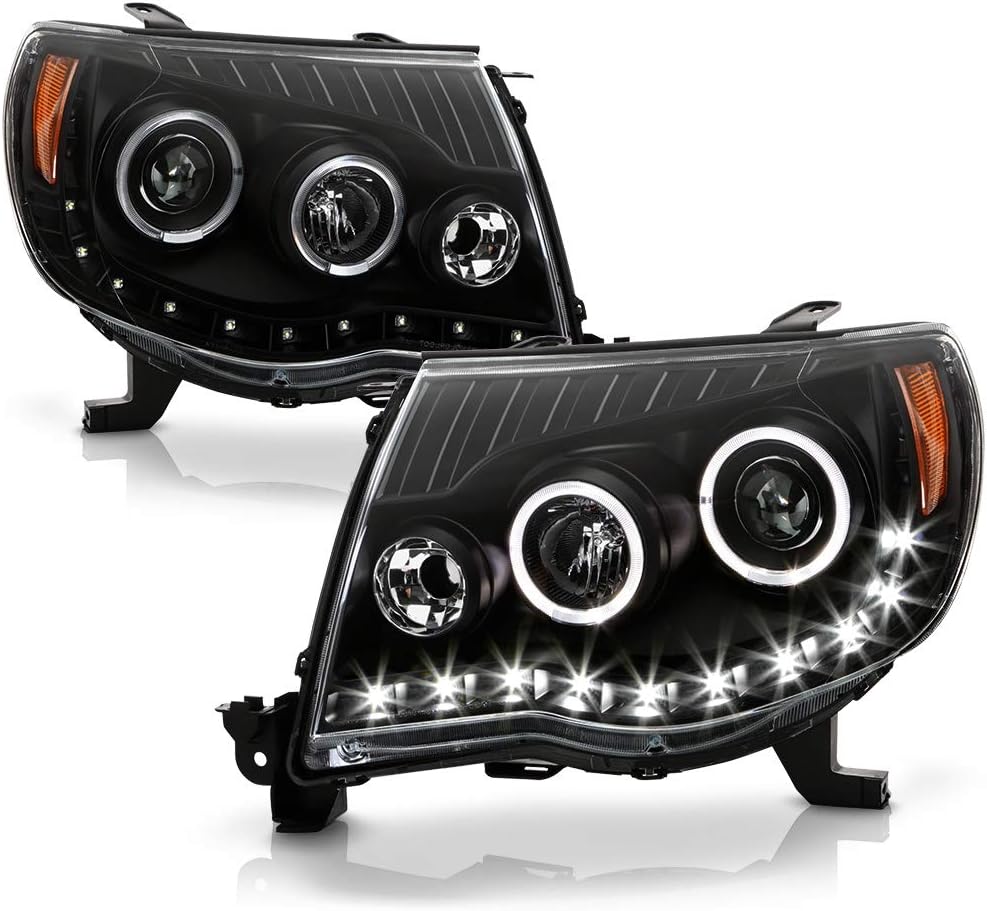 Black LED Projector Headlights Pair Set Y6619