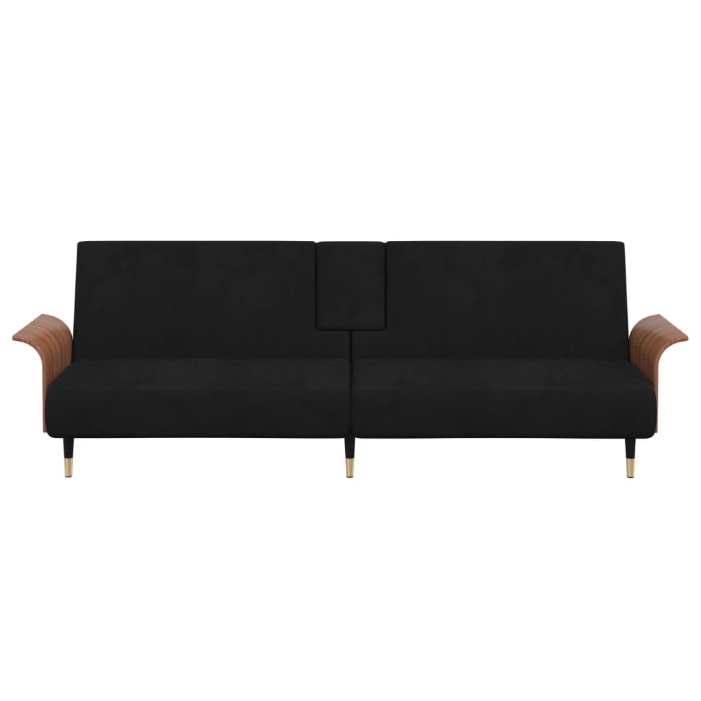 Black Sofa Bed with Cup Holders X1296