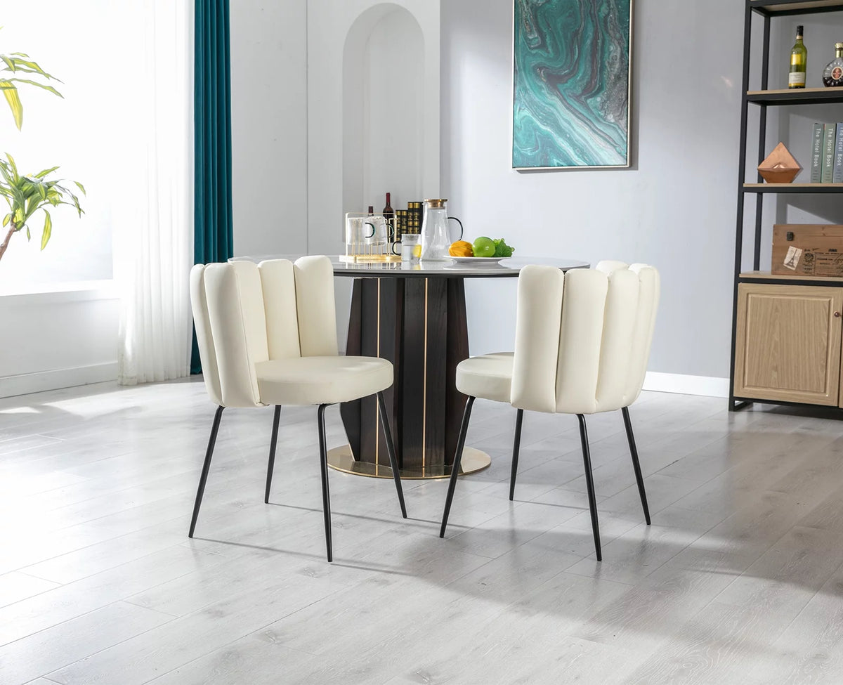 Cream Faux Leather Dining Chairs Set Of 2 G3853